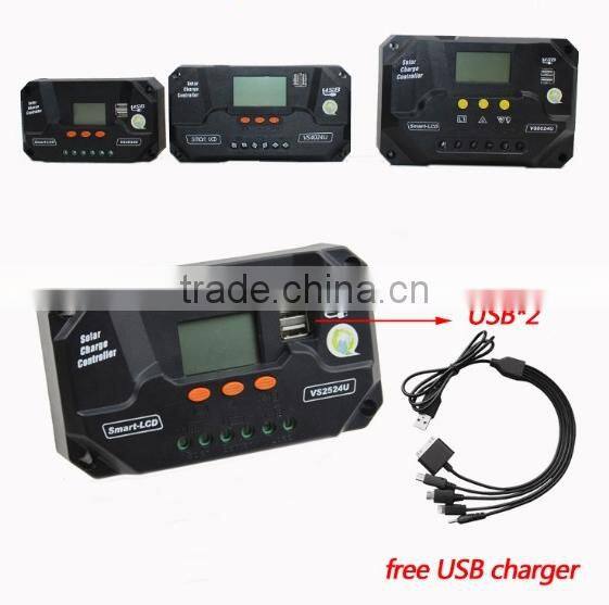 40A LCD Display Screen Dual USB Smart Solar Charge Controller PWM Solar Panel Energy Power System Controller
