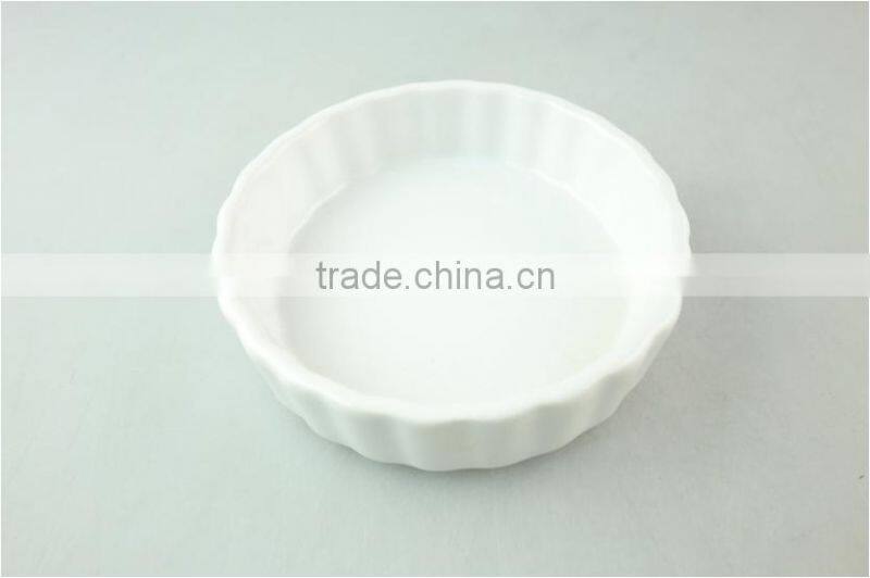 Stocklot Round wave shape white ceramic bakeware