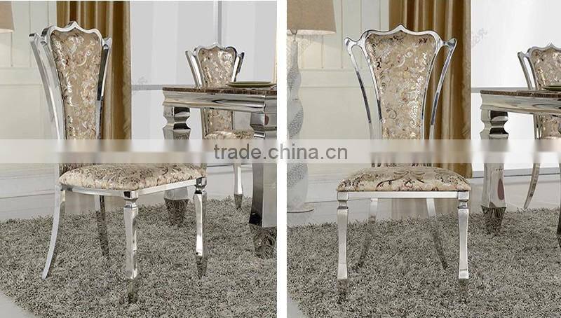Fashion stainless steel dining table with glass modern furniture