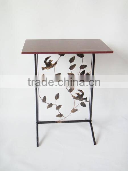 RH-4719 Hammered wood top Aviary wrought iron metal Console Table