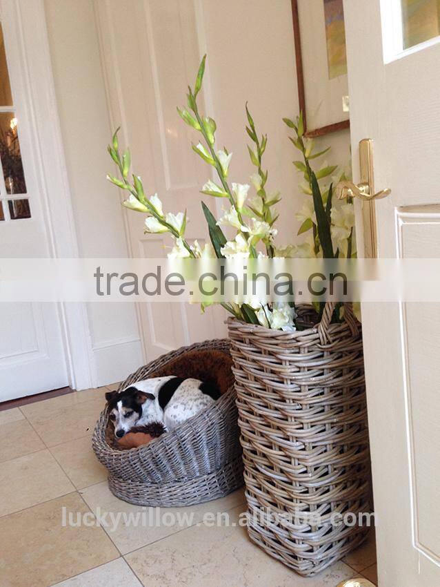 Rustic round wicker Umbrella Stand basket