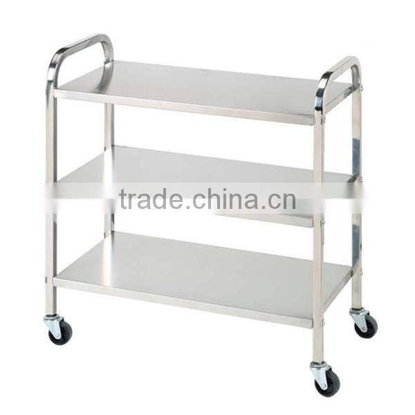 high quality hotel restaurant tea house wrought iron Stainless Steel double-deck drinks serving trolley liquor trolley