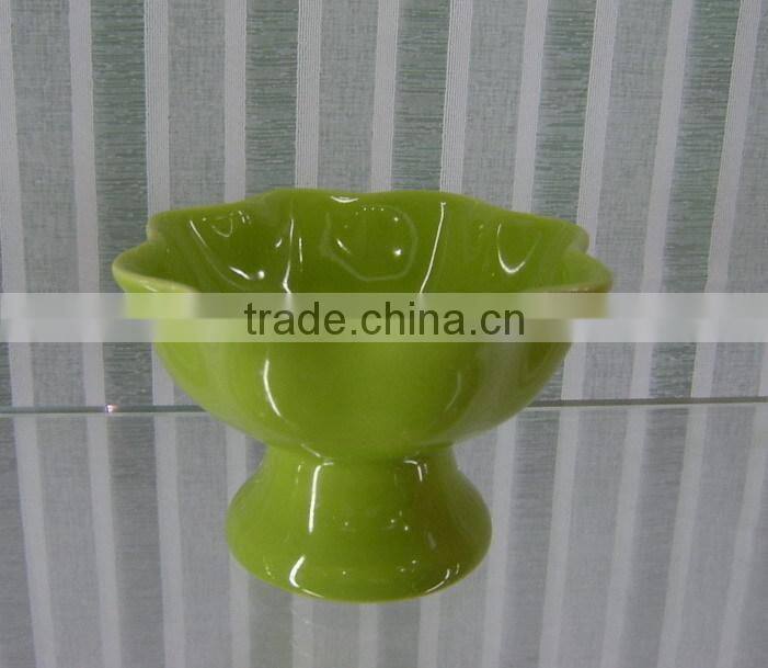 4.3" flower shape grey color personalized ceramic ice cream sundae bowls