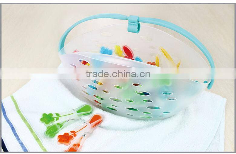 hot selling household plastic basket with clothes peg clips