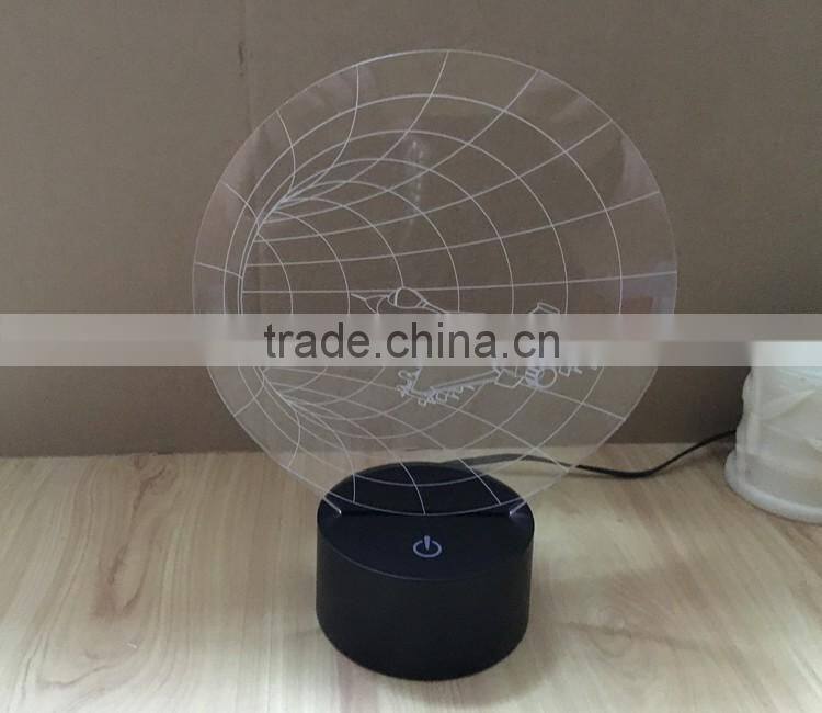 2016 creative colorful touch panel round base colorful USB 3D acrylic lamp led night light for Christmas