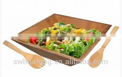 Hot selling gift bamboo square salad bowl with salad scoop
