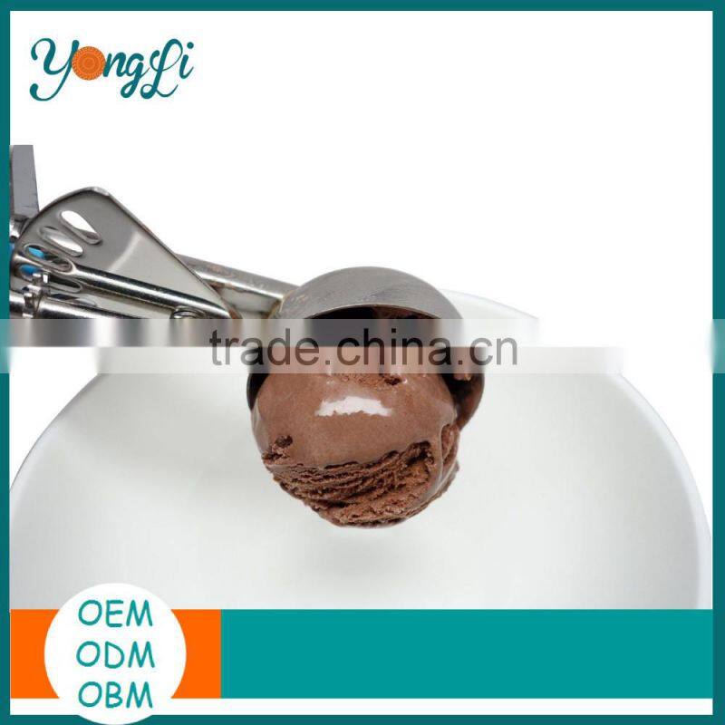 Rubberized Handle for Comfort Grip Ice Cream Scoop Stainless Steel Squeeze Ice Cream Disher