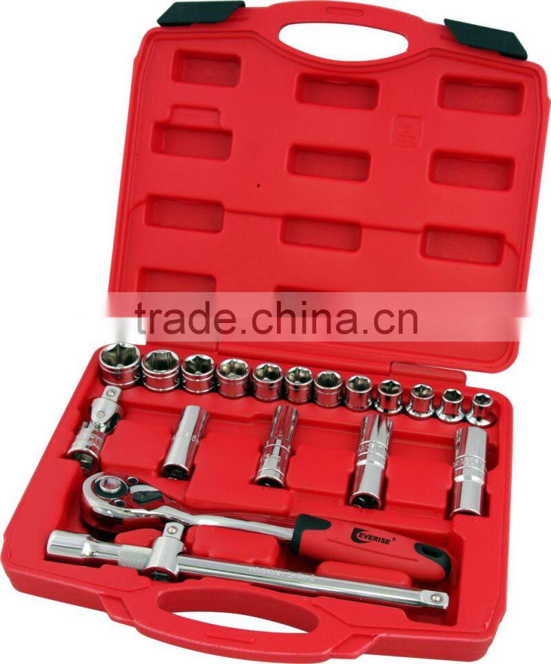 High Quality 20Pcs 1/2" Dr.Socket Wrench Set In Plastic Case
