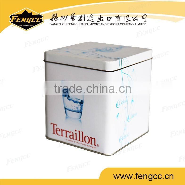 Cube shape metal tin box for promotion custom print