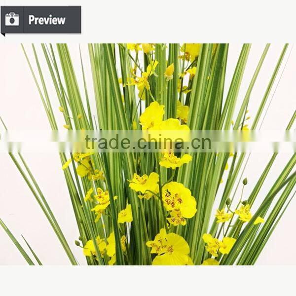110 / 140 / 170 cm Nature Look Artificial Potted Grass Onion Grass with Oncidium Flower Fake Grass Pots Plant