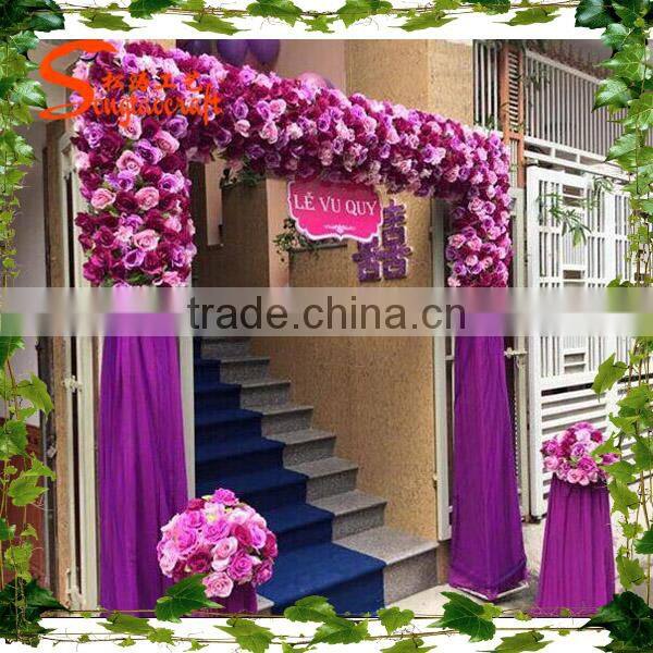 Artificial flower door for decorative artificial flower wall
