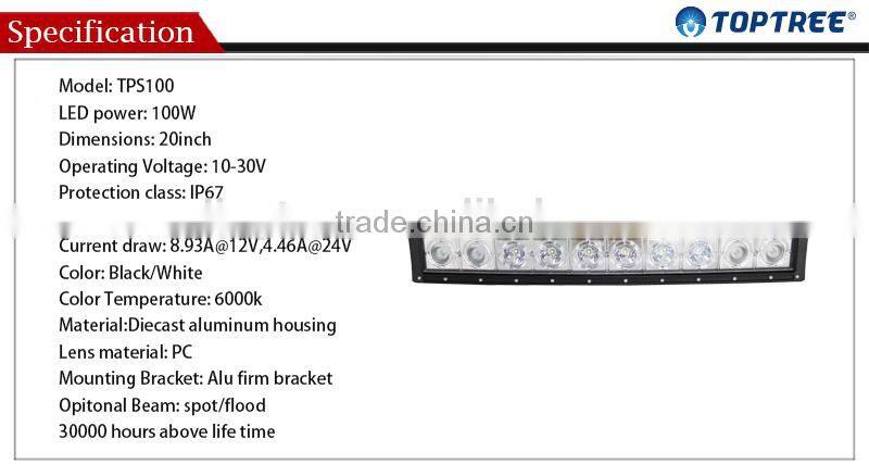 20"/30"/40"/ 50''10w single row Off Road curved led light bar Arch Bent Bar