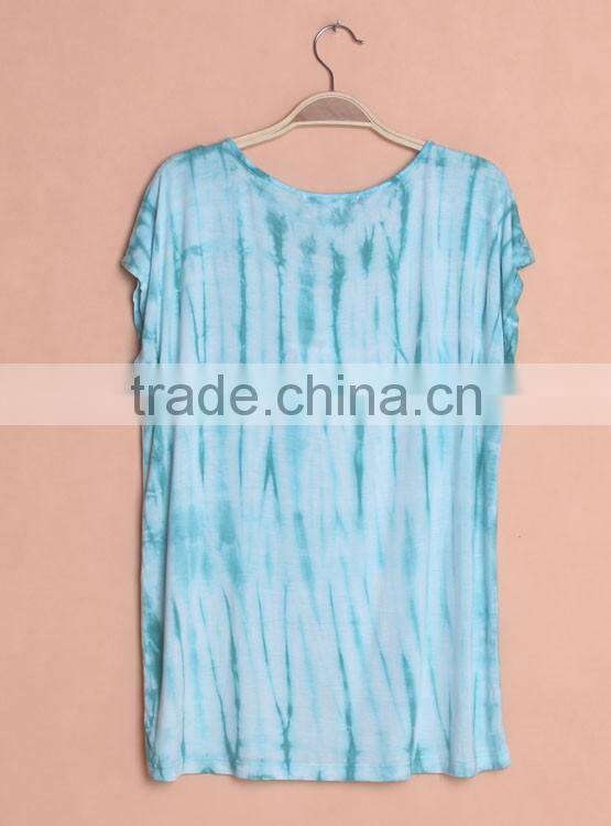 tie dye t-shirt for women, tie dye blouse with metal decoration