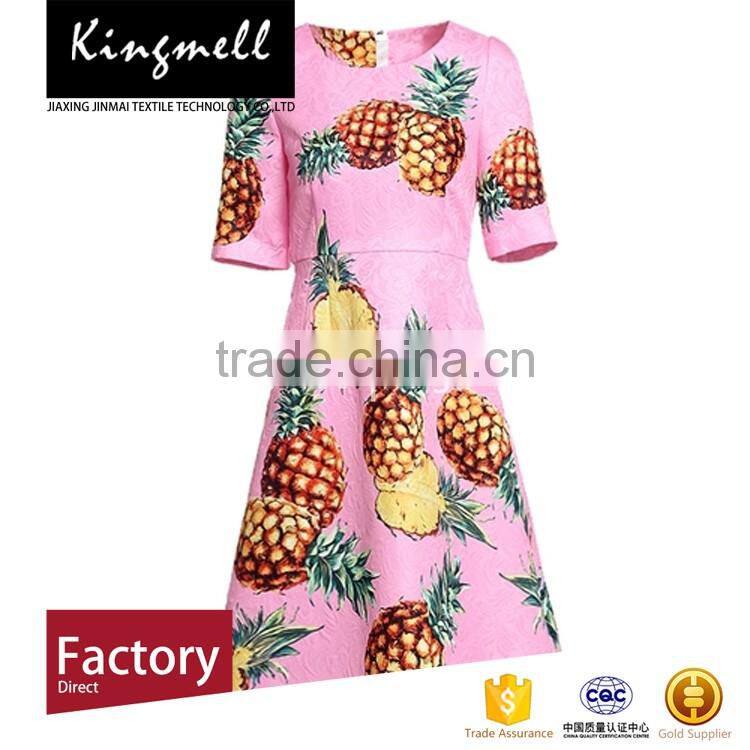 2017 Custom digital printed pineapple pink 100% cotton fabric