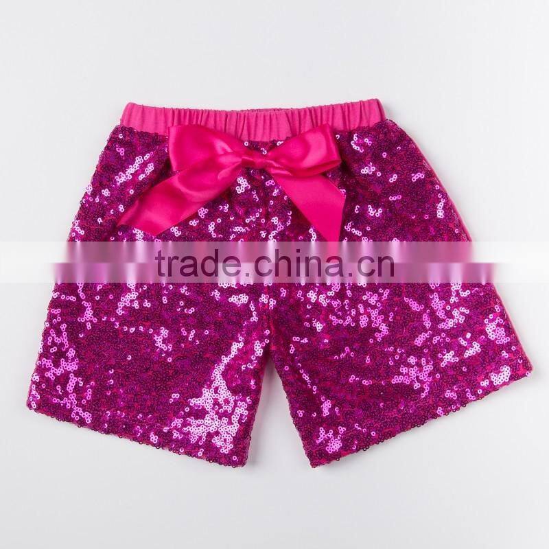 Wholesale Plain Baby Clothing Summer Girls Hot Shorts Elastic Waist Baby Sequin Shorts