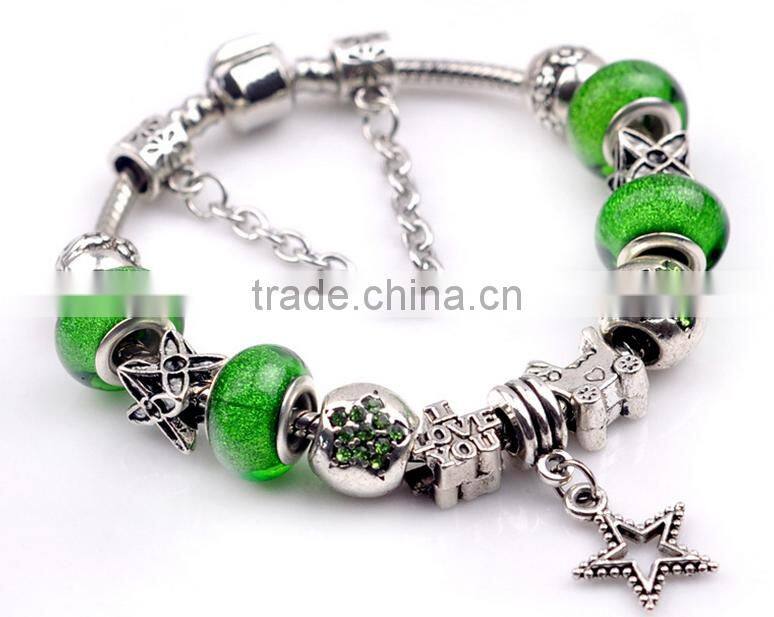 European beads star chain pure copper charm jewlery bracelet