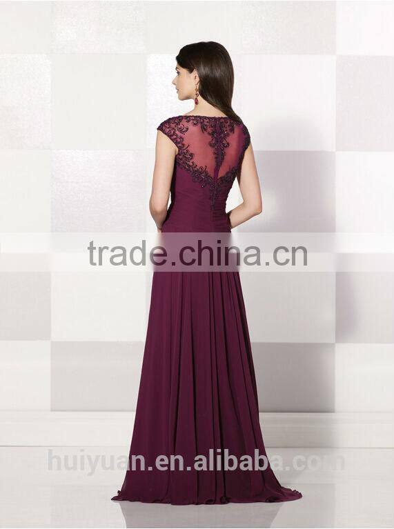 most fashion chiffon cap sleeve scoop neck full length beach dress