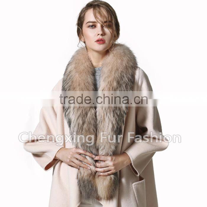 COLLAR-R3D Ladies Fashionable Genuine Raccoon Big Fur Collar