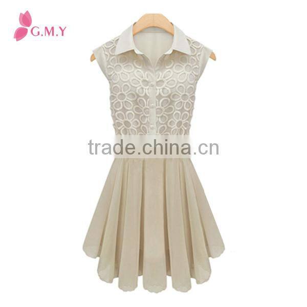 Fashion Lace chiffon sleeveless dress code smart elegant chiffon casual dress wear in summer