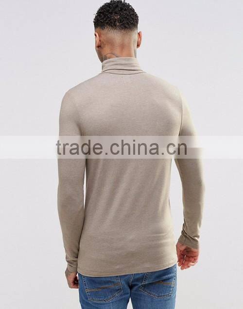 Men extreme muscle skinny fit roll neck long sleeve tee shirt OEM china manufacturers