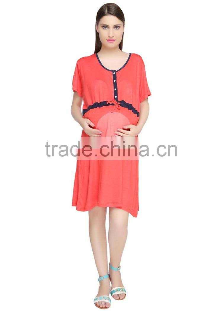 OEM red cotton maternity sleepwear dresses cheap maternity sleepwear