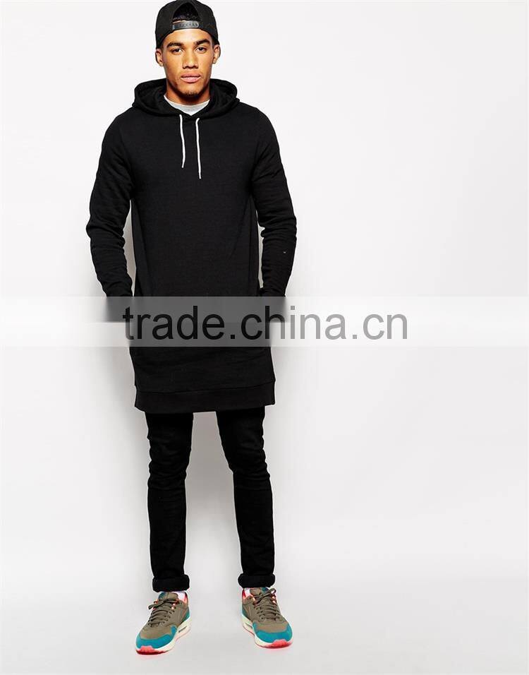 Wholesale mens 100%cotton black tall hoodies