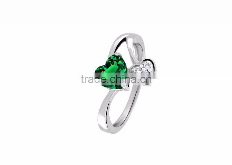 Silver Plated Designer Gemstone Heart Ring