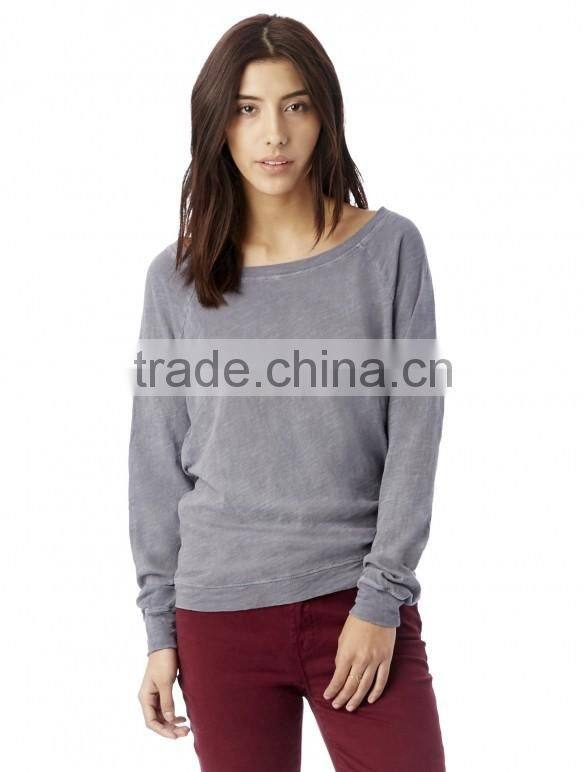 custom raglan sleeve Slouchy distressed Washed Pullover Sweatshirt loose fit for women wholesale
