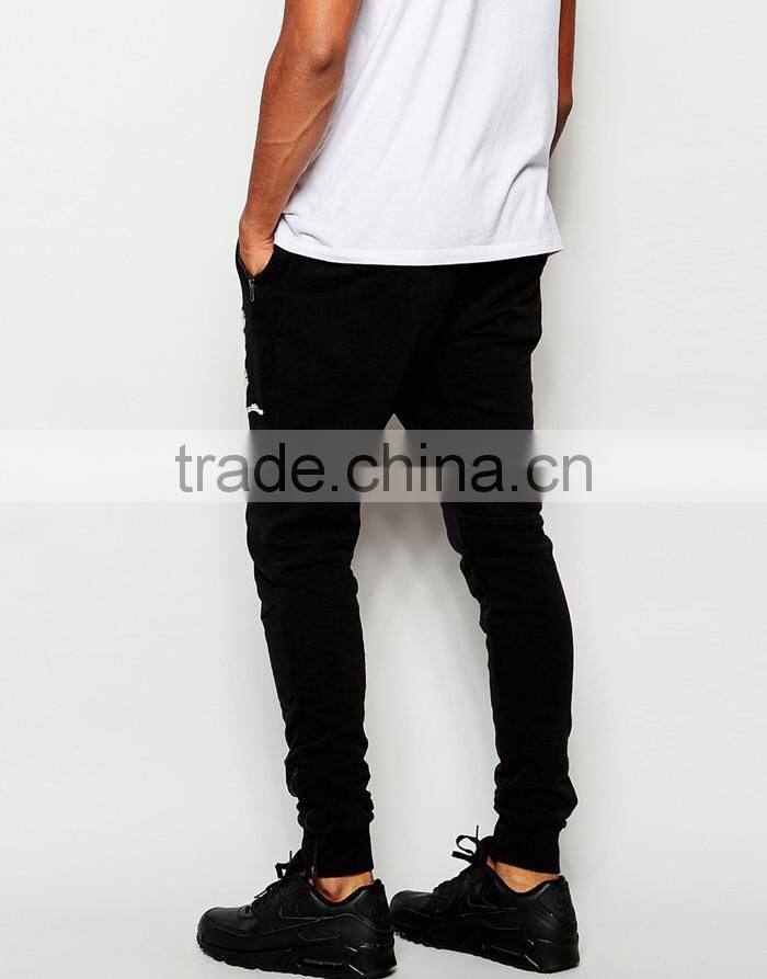 Religion black custom logo print palazzo pants with zipper pockets man