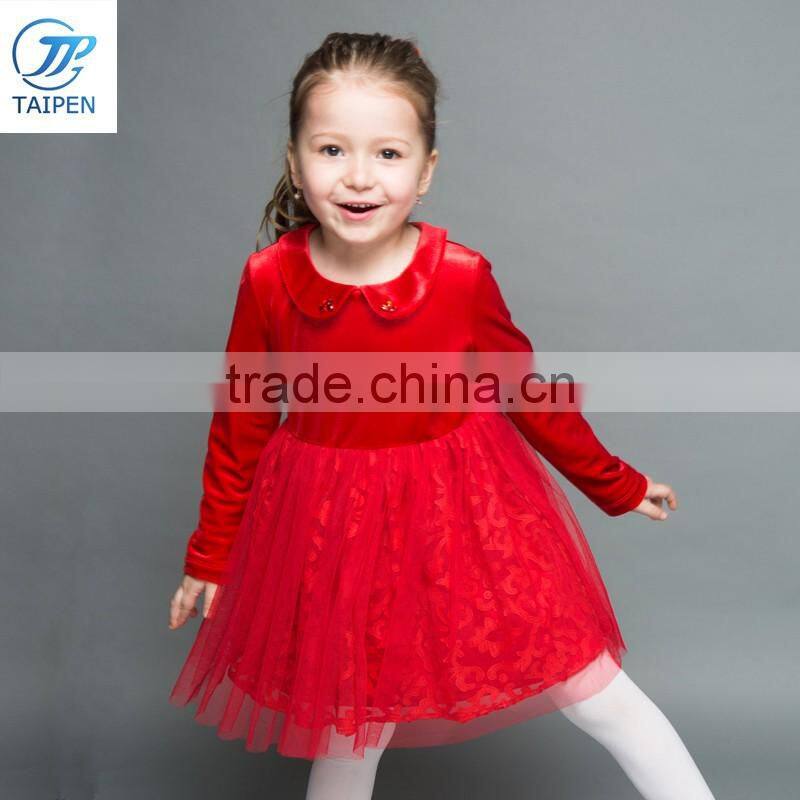 2017 Spring Kid Girls Party Frock Girls Long Sleeve Dress Sweet Stylish Fluffy Dress With Two Layers Mesh