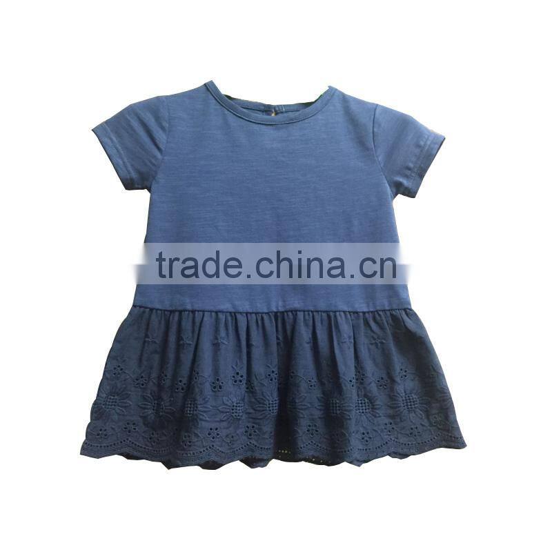 2018 new design 0-24 month toddle dark blue lace bottom dress
