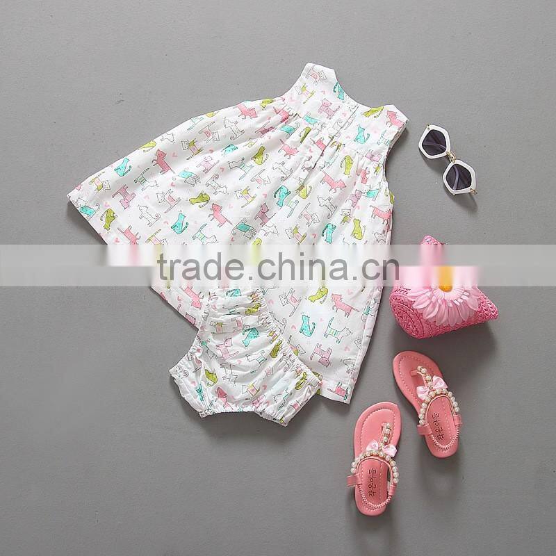 Cotton Baby Girl cotton Summer dress with bloomer 2-piece set