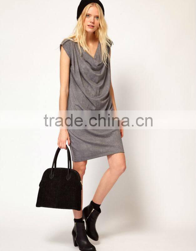 Washed Jersey Dress with Cowl Neck