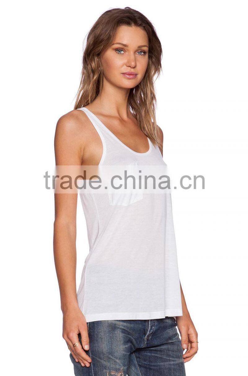 front breast pocket classic tank tops one size fits all