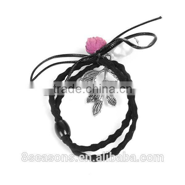 Acrylic Hair Ties Leaf Deep pink Flower