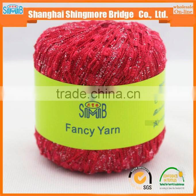 fancy yarn manufacturer hot sales oeko tex 100 quality nylon polyester lurex ladder yarn with 50 gram balls