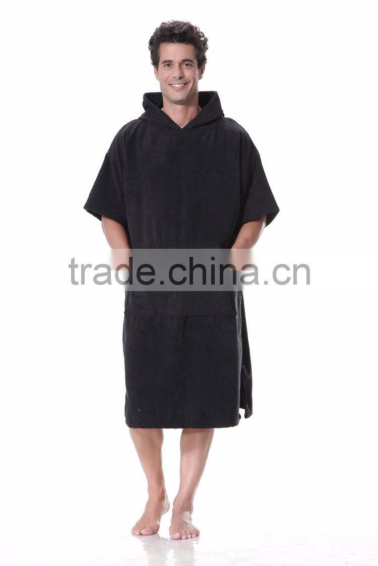 Changing poncho towel black microfiber