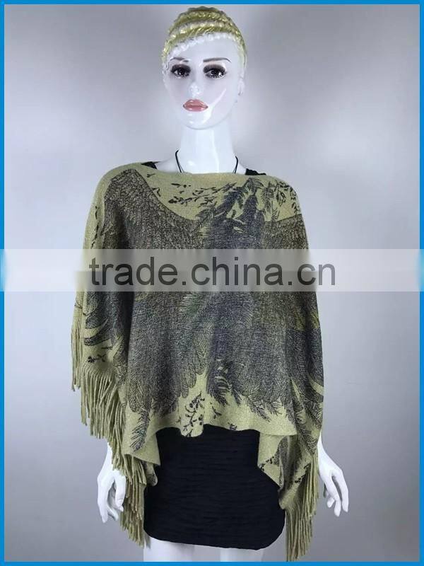 Women's winter fashion animal print free poncho knitting patterns