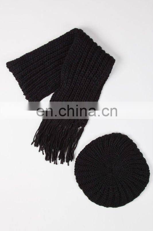 fashional pretty super soft cozy warm chunky scarf beret set