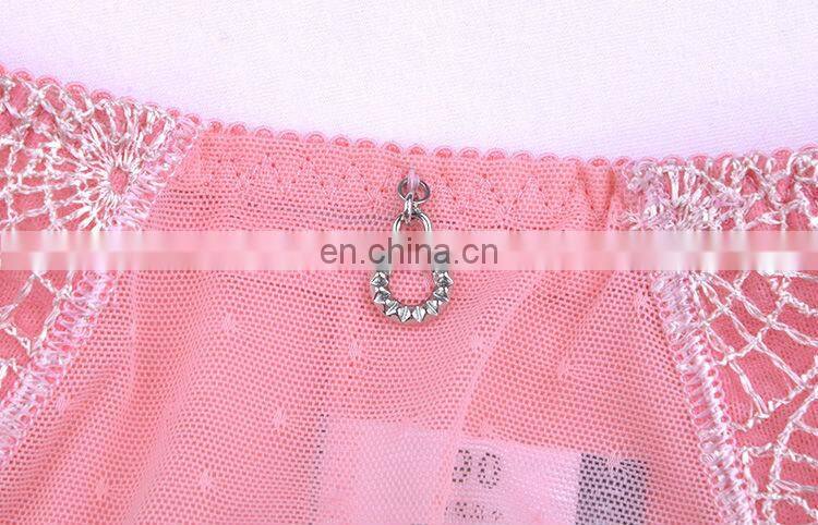 Pink Lace Transparent Mesh Sexy Ladies Bikini Panties