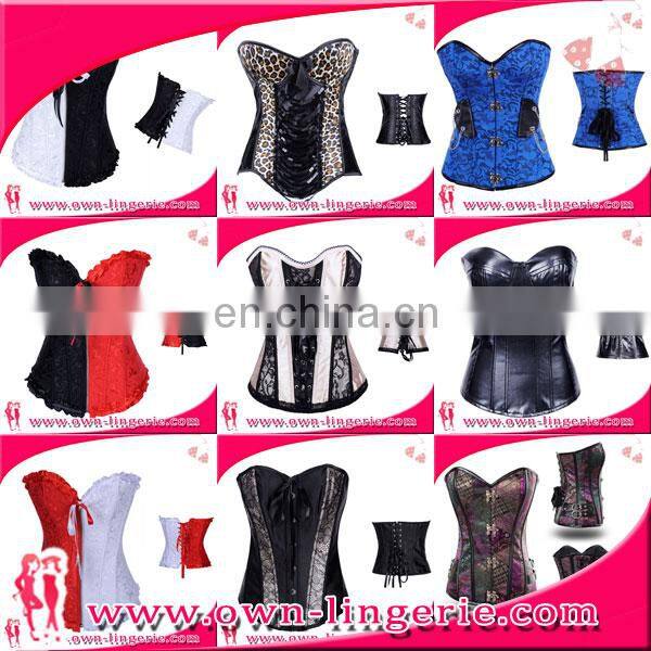 PU Leather Corset Steampunk Corset Women Front Zipper black corset