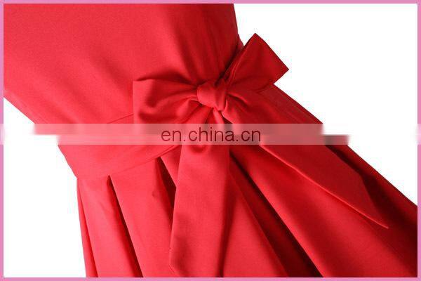 sleeveless boat neck belted side bowknot high waisted evening dress