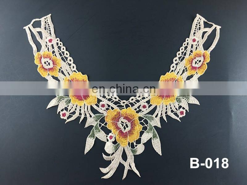 B-014 bridal front piece collars sewing on neckline lace applique for garment lace applique embroidery designs