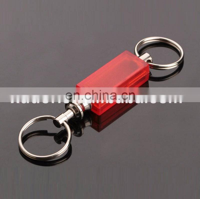2016 promotional wholesale new style rubber plastic red color double ring keychain