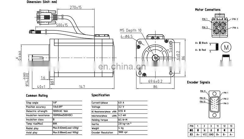 8.5N.m Leadshine New Easy Servo Driver CL86H and Hybrid servo motor 86CME85