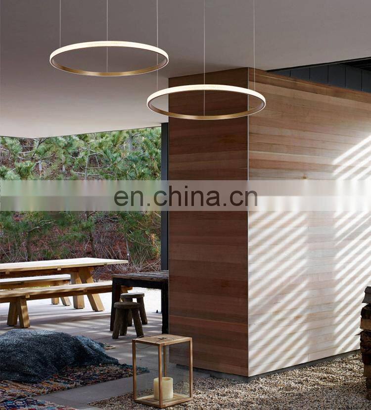Modern Pendant Lamp Ring Shaped Droplight Black / White Hanging Wire Chandelier Lighting