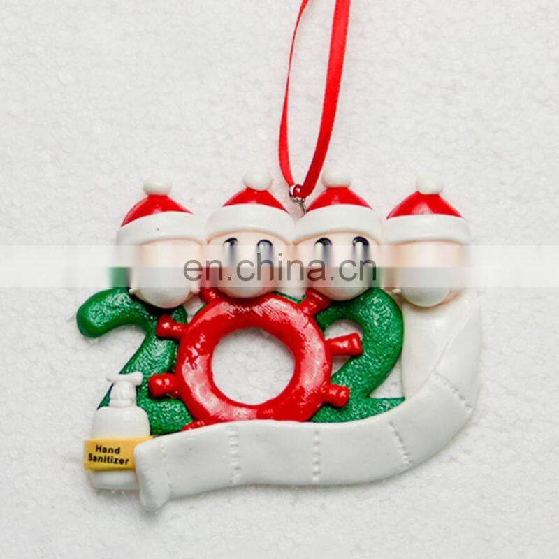 2020 new design DIY family name Blessing Resin Snowman Christmas Tree Hanging santa Christmas Ornament