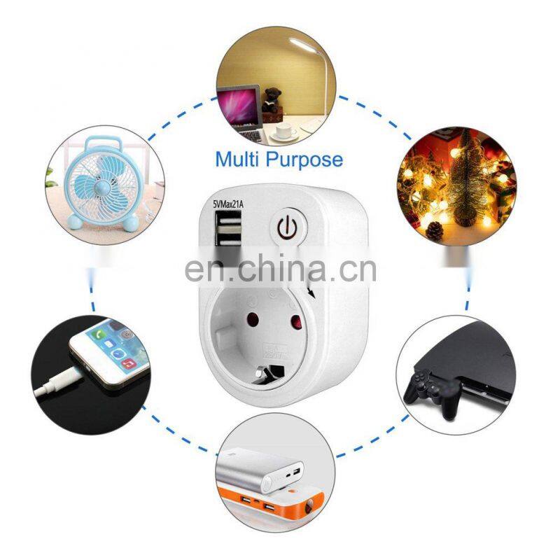 Smart Plug USB Timer Socket Rotatable Dual Timing SocketPortable Wall Travel USB Socket