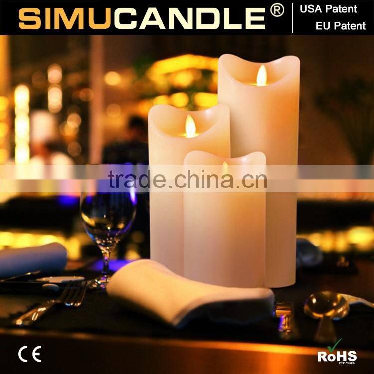 LED Flickering Flameless Pillar Candle Light with US & EU patent