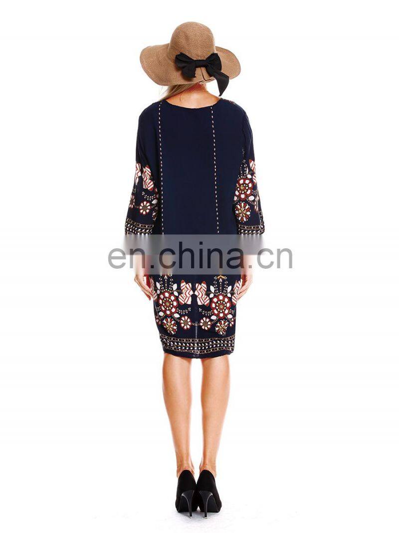 plus size clothes women bohemian style print floral clothing beach casual dress